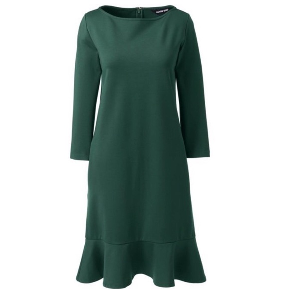 Lands End Green Long Sleeve Flutter Hem Dress with Pockets 2 XS - Picture 9 of 9